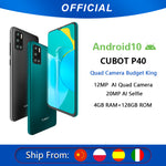 Cubot P40 Rear Quad Camera 20MP Selfie Smartphone NFC 4GB+128GB 6.2 Inch